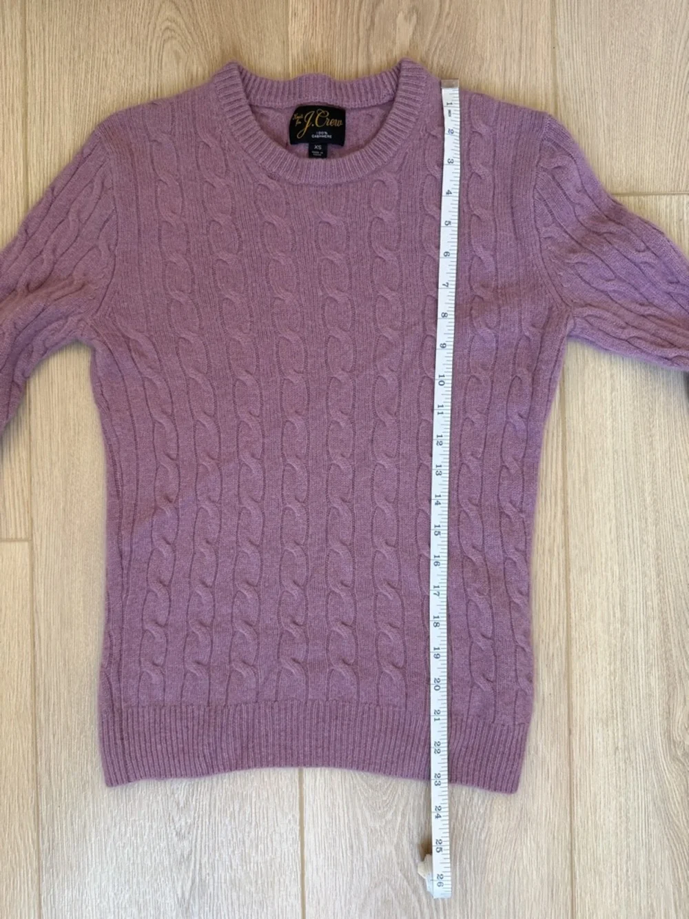 J. Crew Cashmere Sweater Lavender Purple Cable Knit Crewneck XS